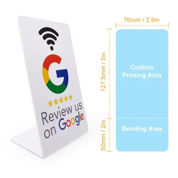 Programmable NFC Google Review Card – 13.56MHz Stand for Businesses (Table/Bracket) – Boost Reviews in Saudi Arabia | بطاقة NFC قابلة للبرمجة لتعليقات جوجل – حامل طاولة لزيادة التقييمات - Image 2